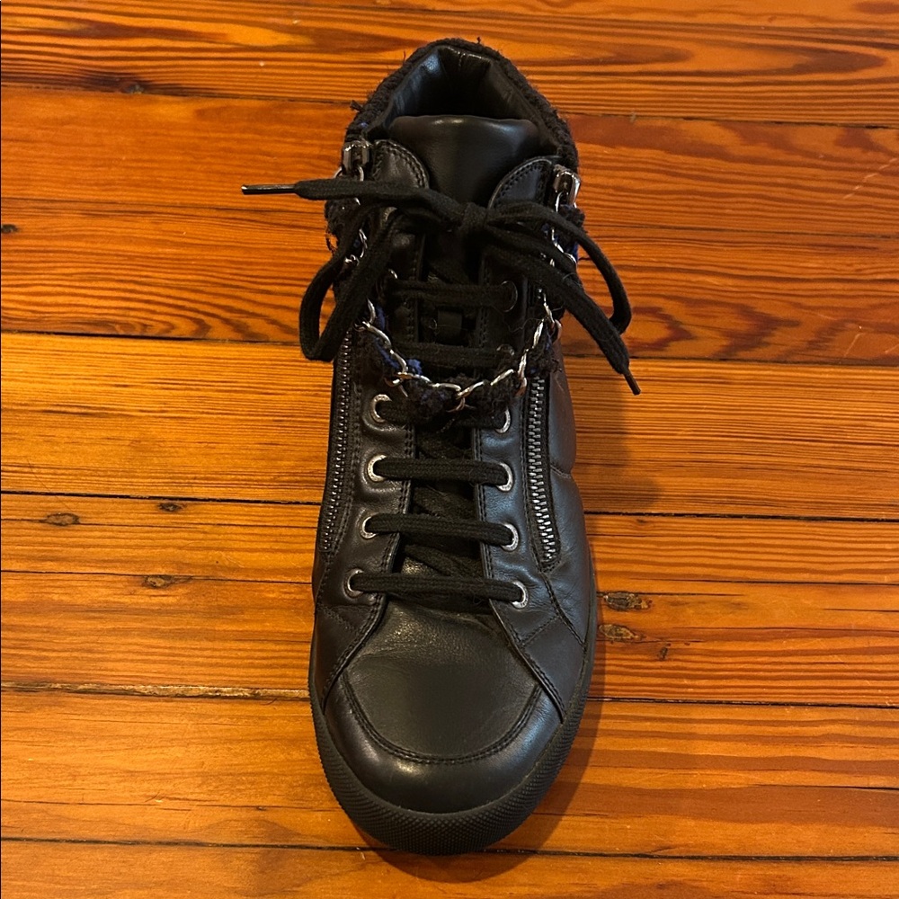 Chanel Leather and Tweed High Top Sneakers - Picture 4 of 16